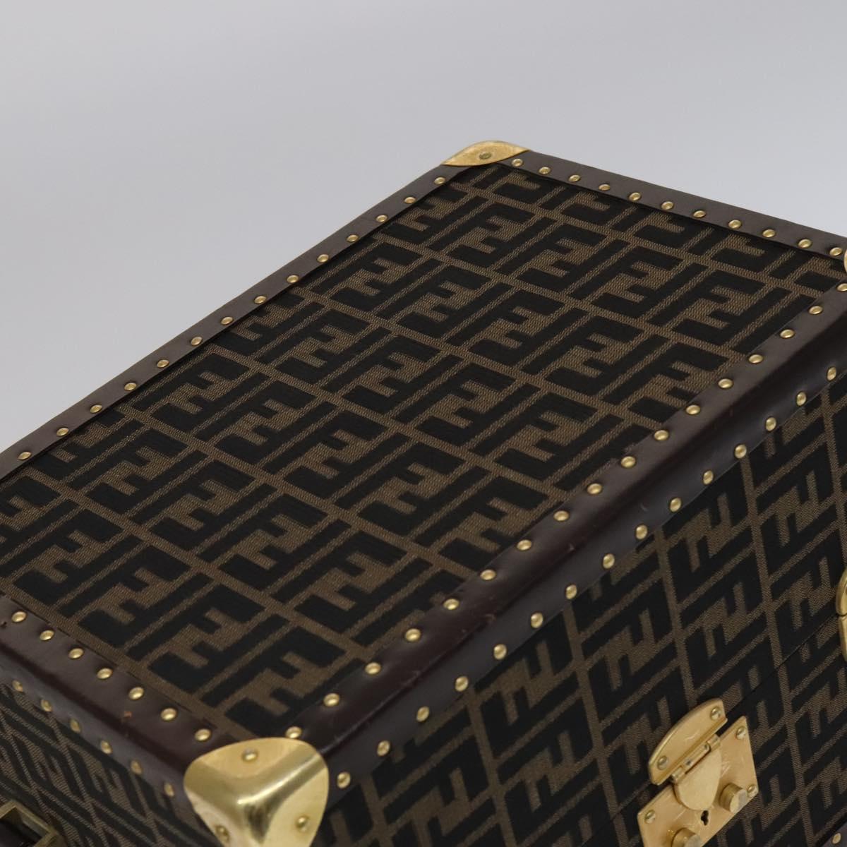 FENDI Zucca Canvas Trunk Jewelry Case Jewelry Box Black Brown Auth