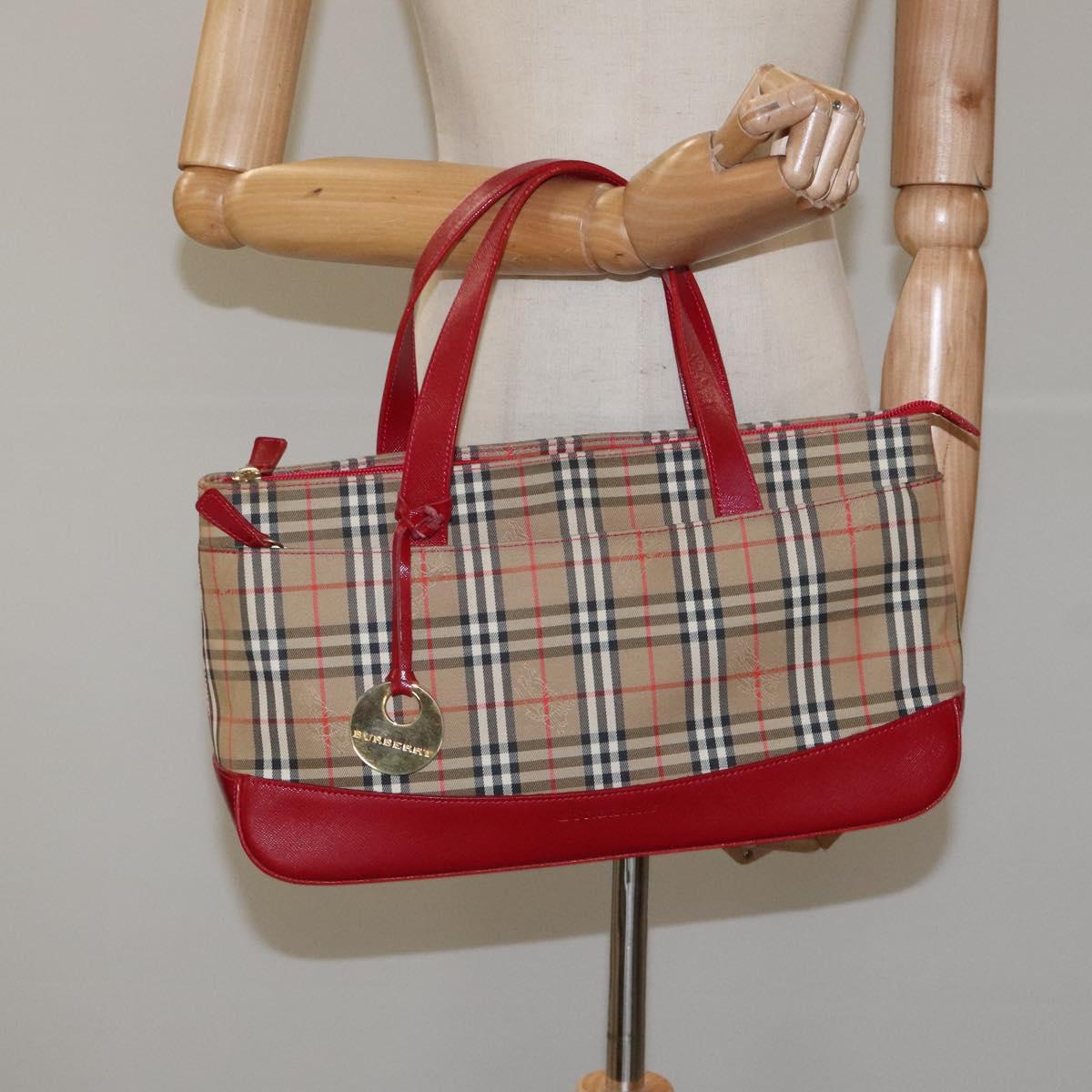みに BURBERRY Nova Check Hand Bag Canvas Beige Auth 114246 | eBay