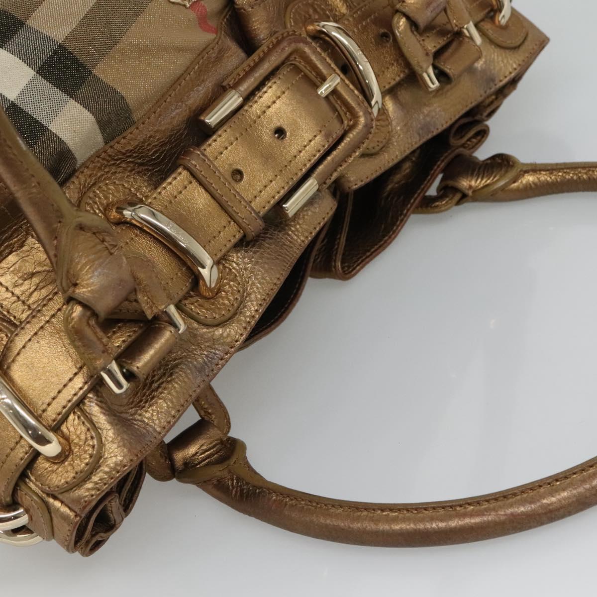 BURBERRY Nova Check Shoulder Bag Canvas Gold Auth 114506 | eBay