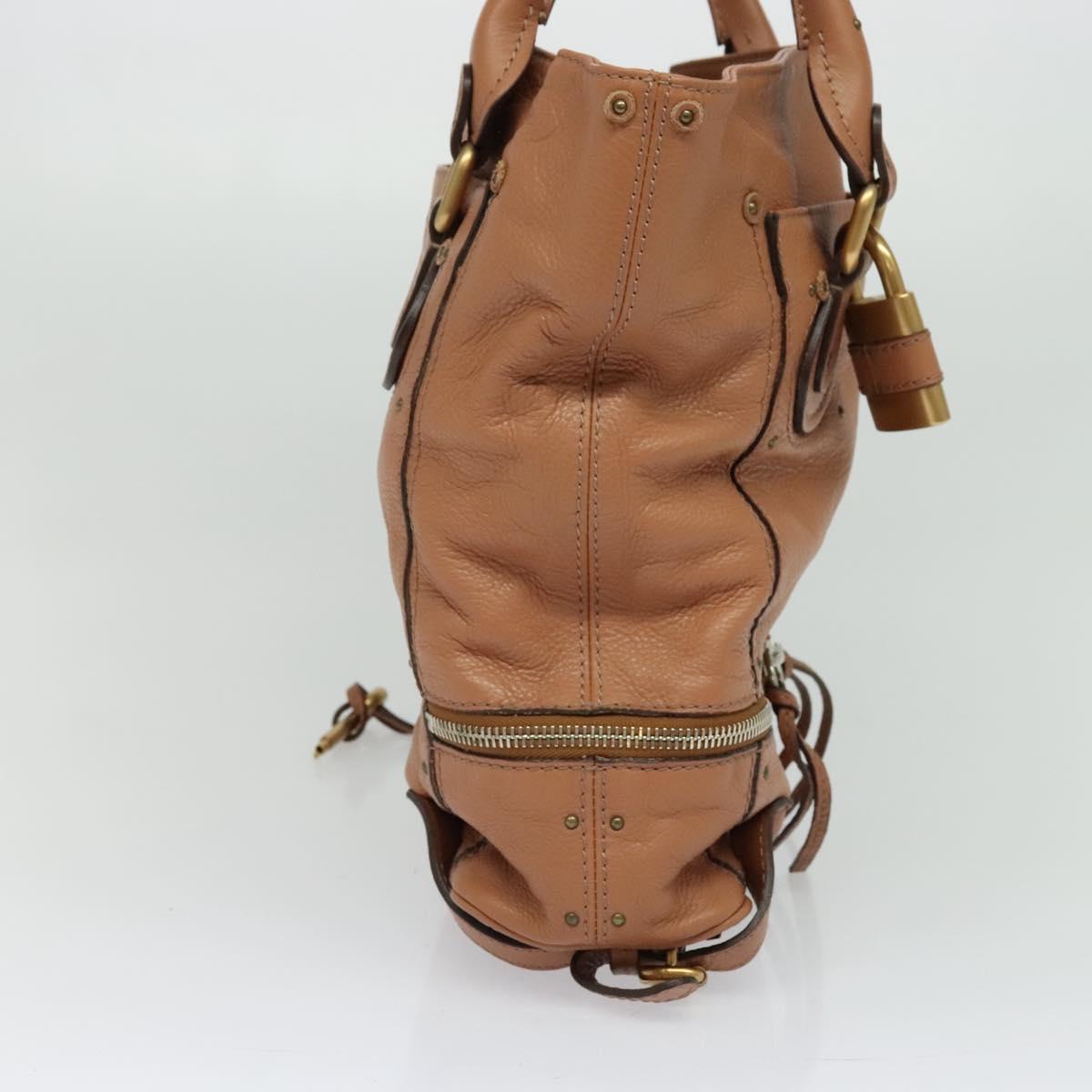 Chloe Paddington Hand Bag Leather Beige Gold Silver Auth