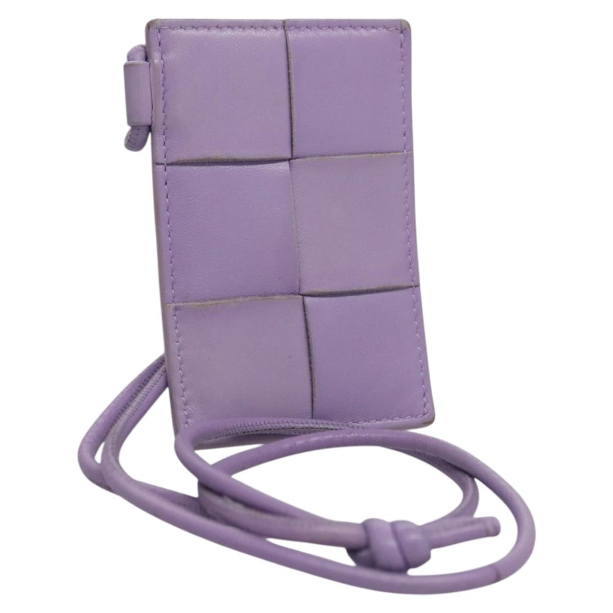 BOTTEGA VENETA MAXI INTRECCIATO Card Case Leather Purple Auth