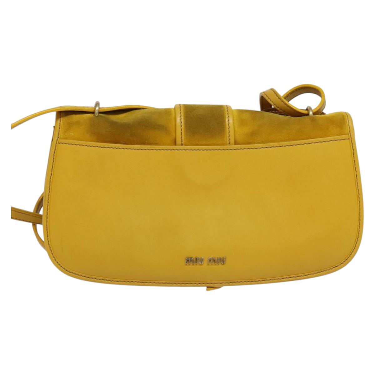 Miu Miu Shoulder Bag Suede Leather Yellow Auth 116150 | eBay