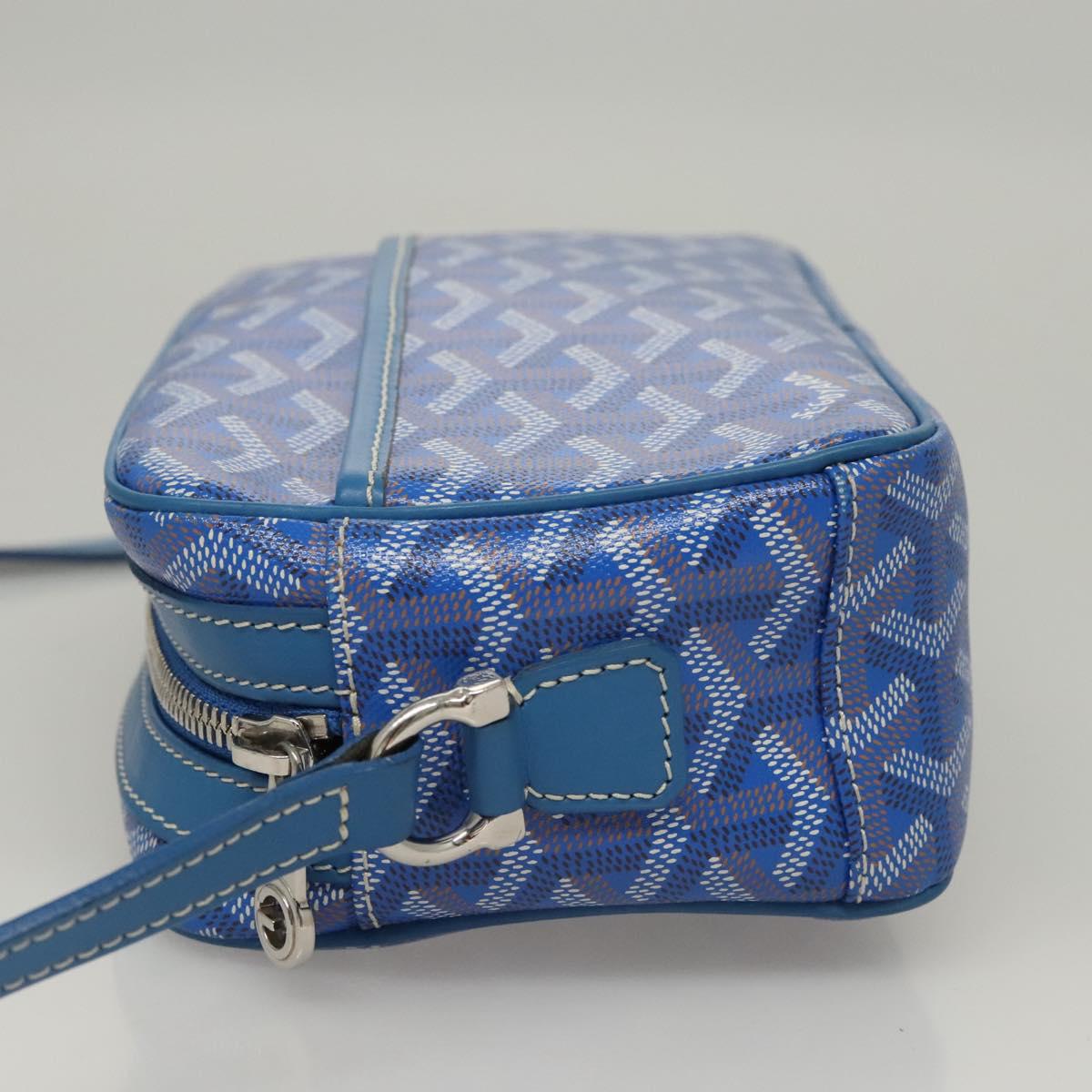 GOYARD Herringbone Cup Vert PM Shoulder Bag PVC Blue Auth