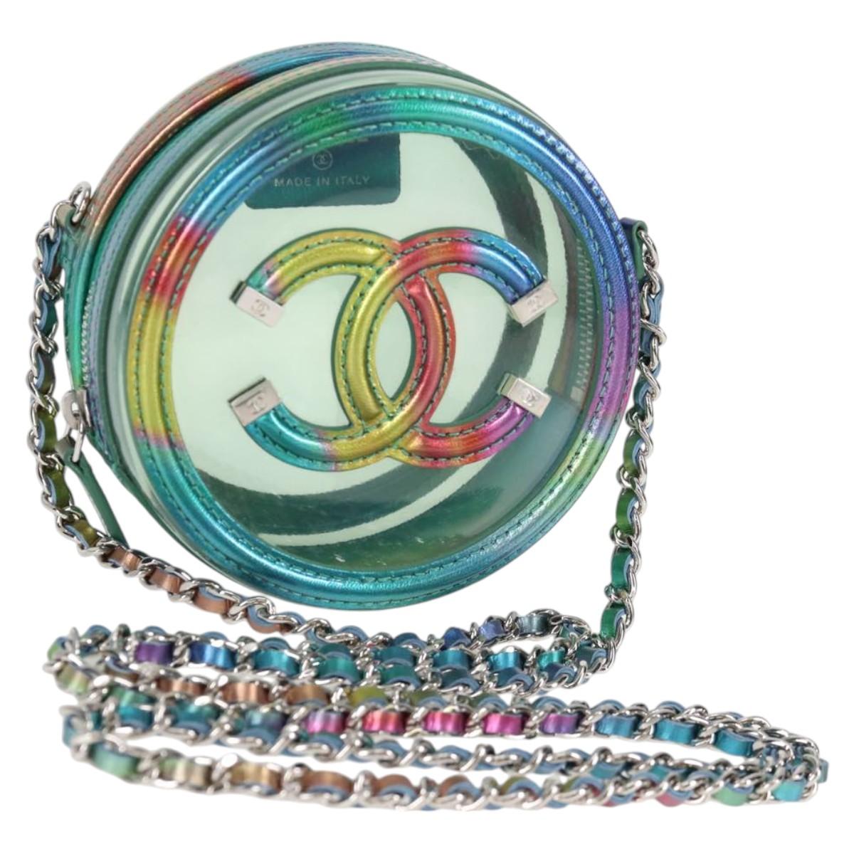 Sale✨￥10000値引✨超希少！ヴィンテージCHANELレア文字盤カラー CHANEL CC filigree Chain Shoulder Bag Vinyl Silver Rainbow