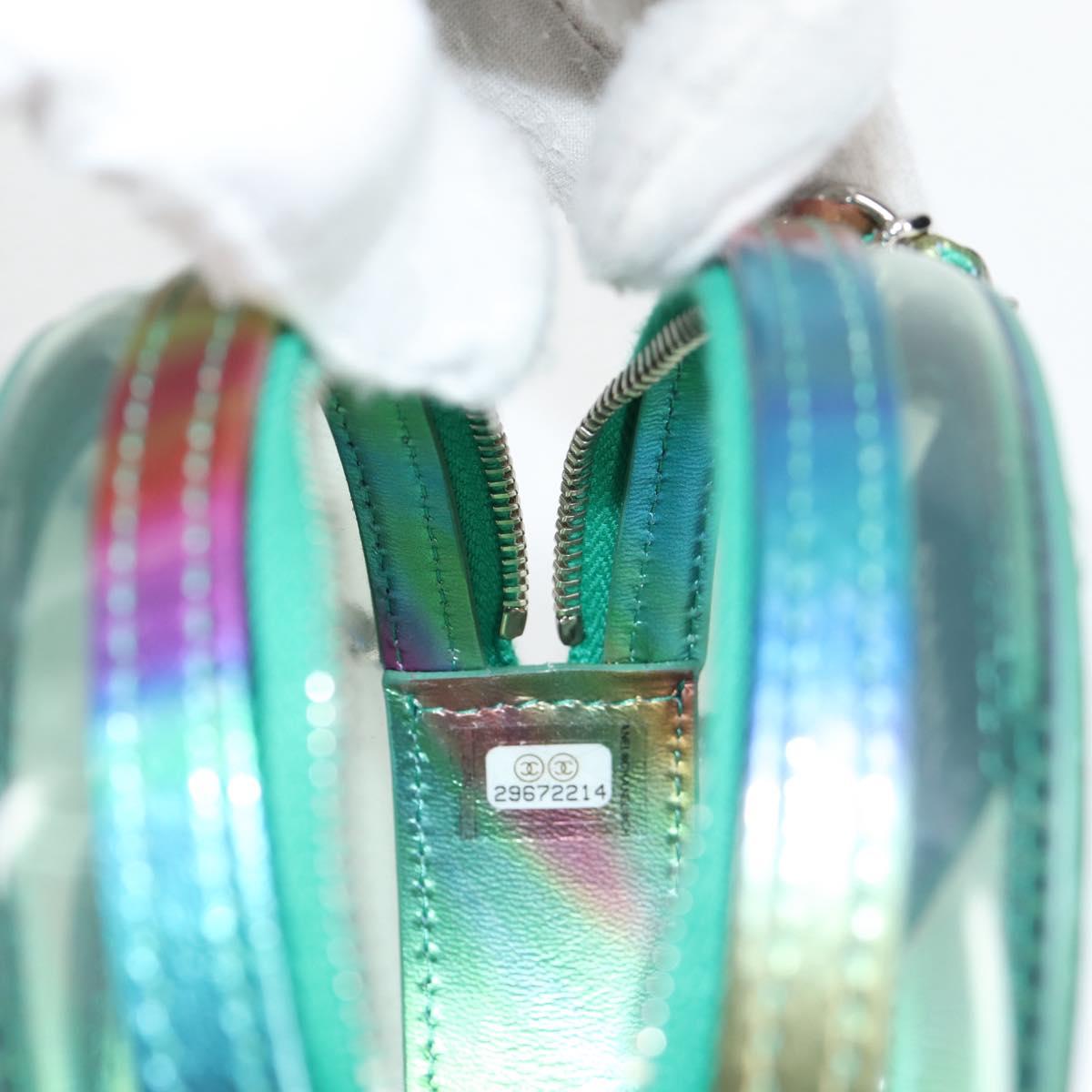 CHANEL CC filigree Chain Shoulder Bag Vinyl Silver Rainbow