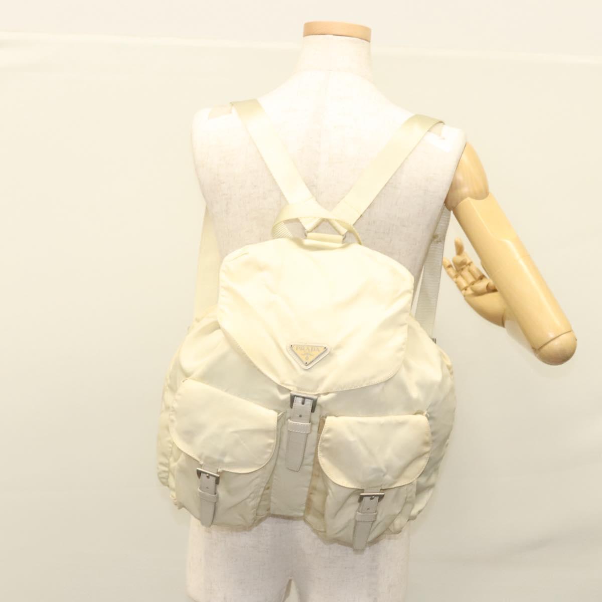 PRADA Backpack Nylon Cream Silver Auth 116860 PRADA Backpack Nylon Cream Silver Auth 116860 | eBay main image 3