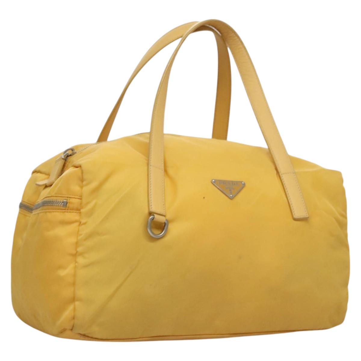 PRADA Boston Bag Nylon Yellow Silver Auth 117065 | eBay