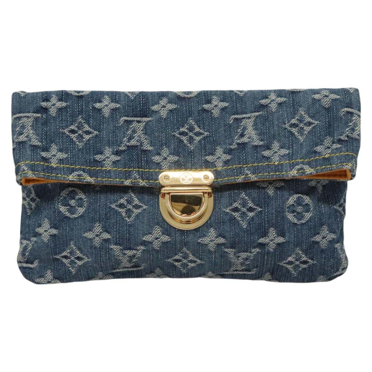 ヴィトン　ポシェット　トゥラム LOUIS VUITTON Monogram Denim Pochette Plat Clutch Bag Blue
