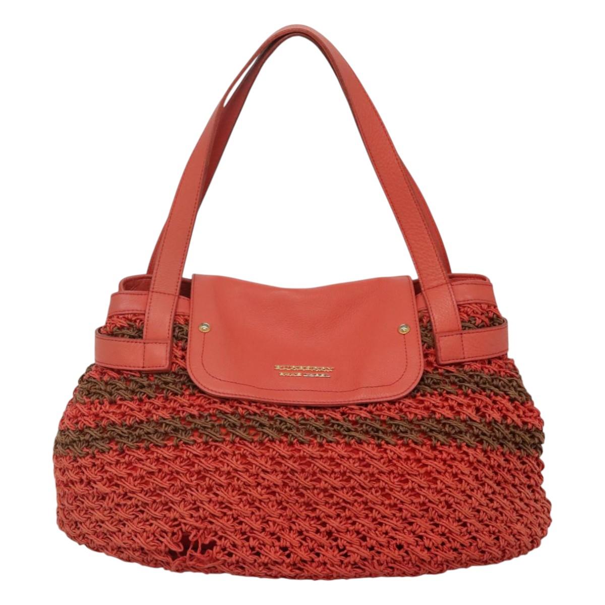BURBERRY Blue Label Tote Bag Raffia Orange Auth 117747 | eBay
