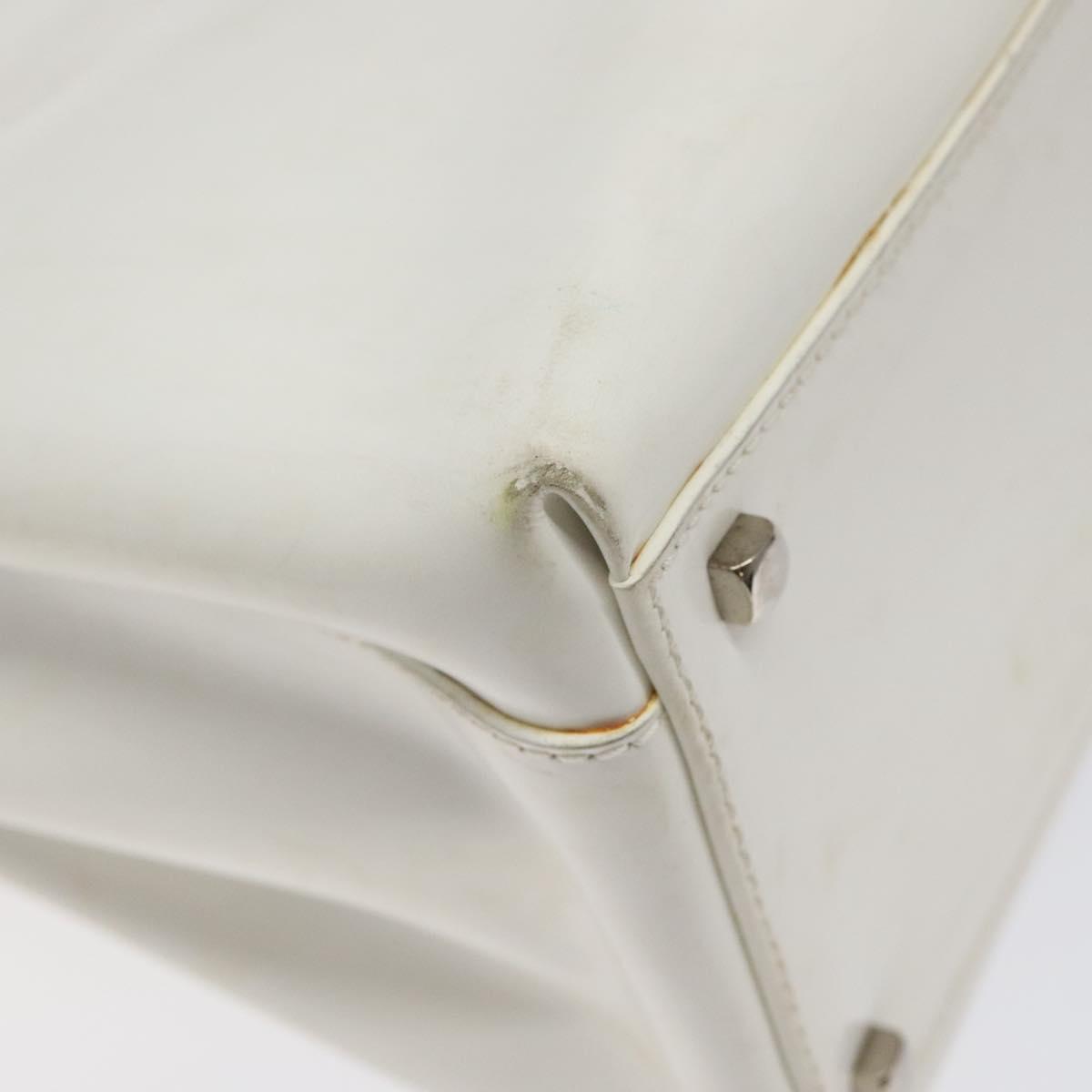 Salvatore Ferragamo Gancini Hand Bag Leather White Silver