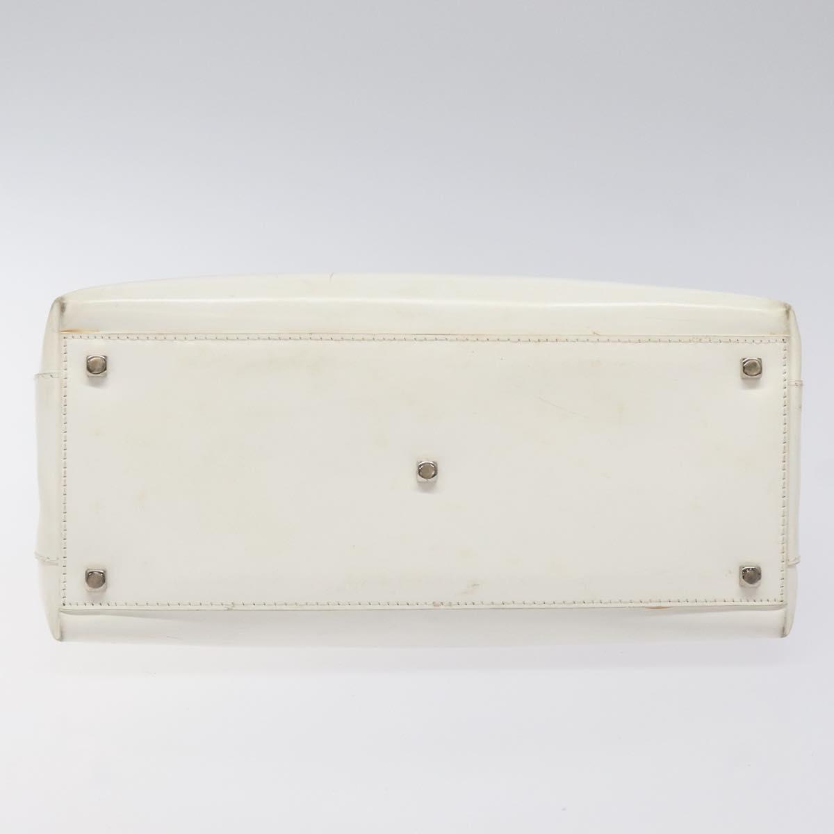 Salvatore Ferragamo Gancini Hand Bag Leather White Silver