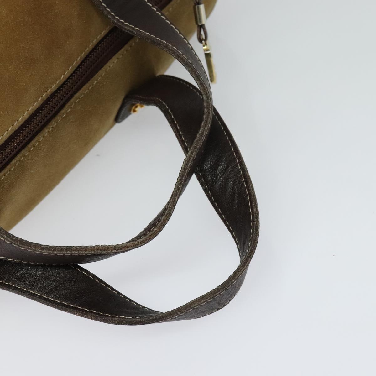 LOEWE Anagram Hand Bag Suede Brown Gold Auth 119317 | eBay