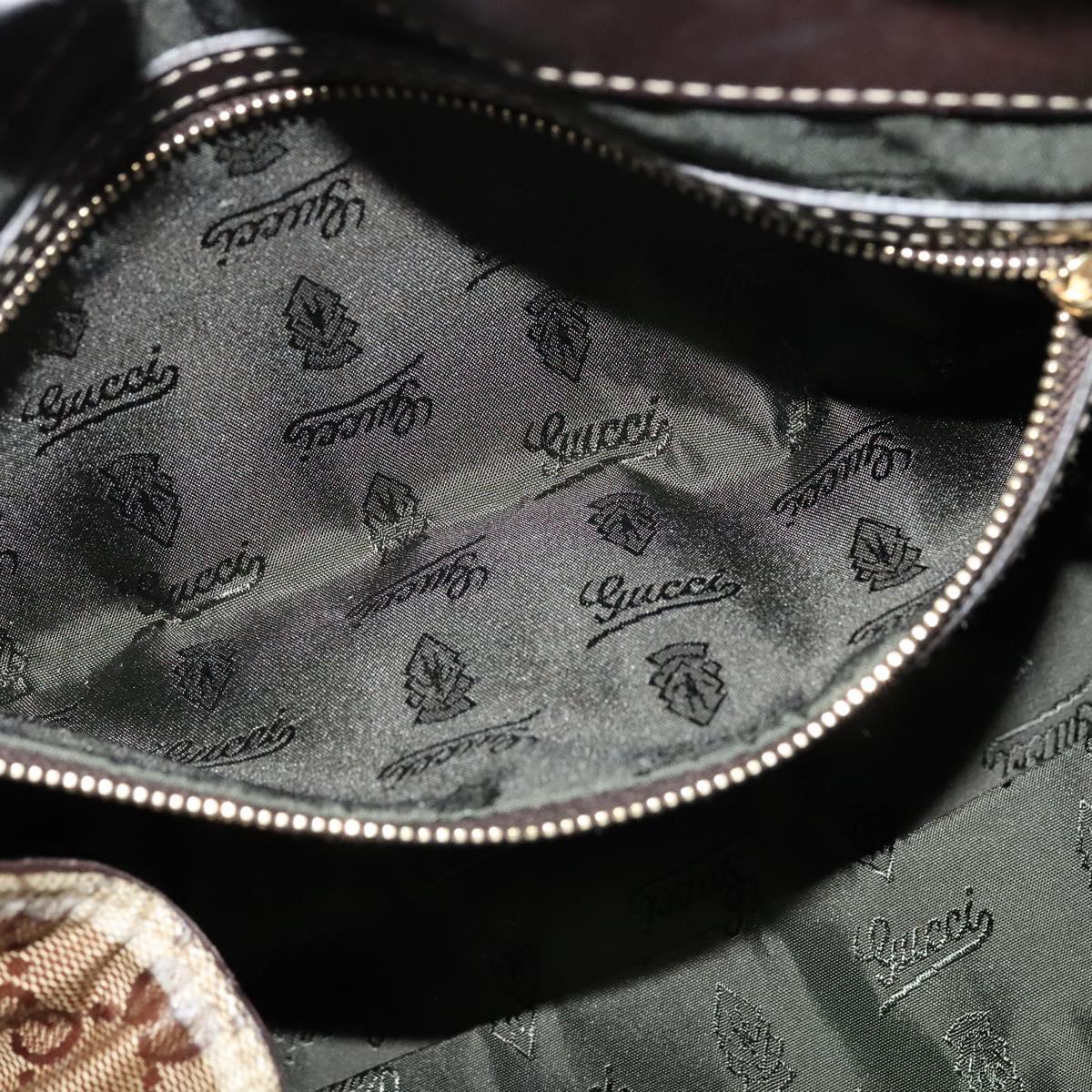 GUCCI GG Crystal Hand Bag Coated Canvas Brown Gold 197020