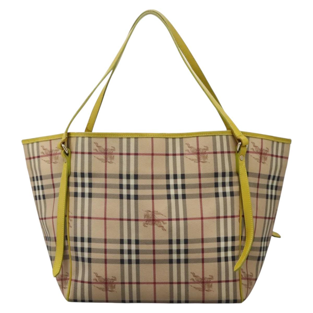 Burberry チェック柄 バッグ BURBERRY Nova Check Tote Bag PVC Beige Auth 119595 | eBay
