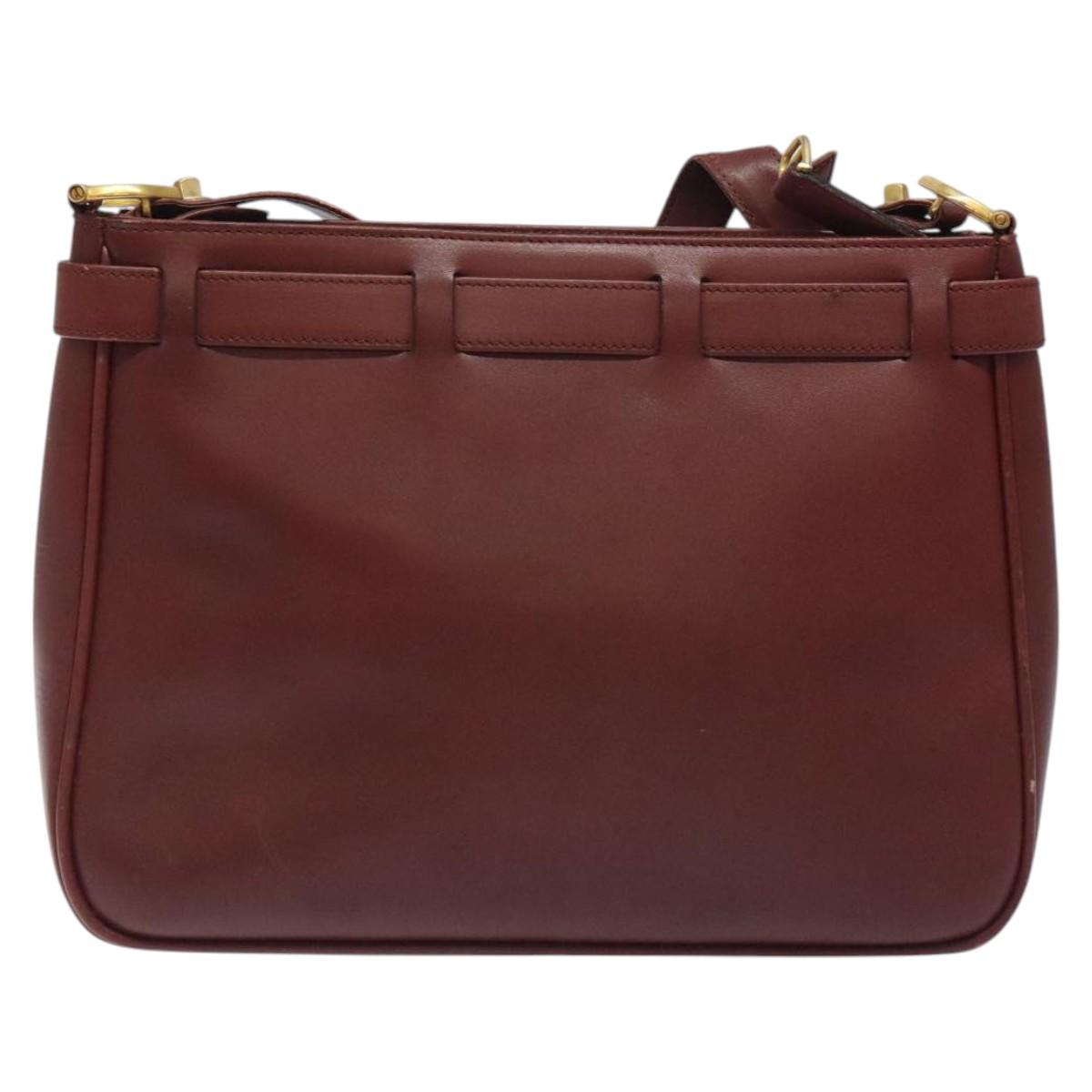 CARTIER Shoulder Bag Leather Red Gold Auth 121159 | eBay