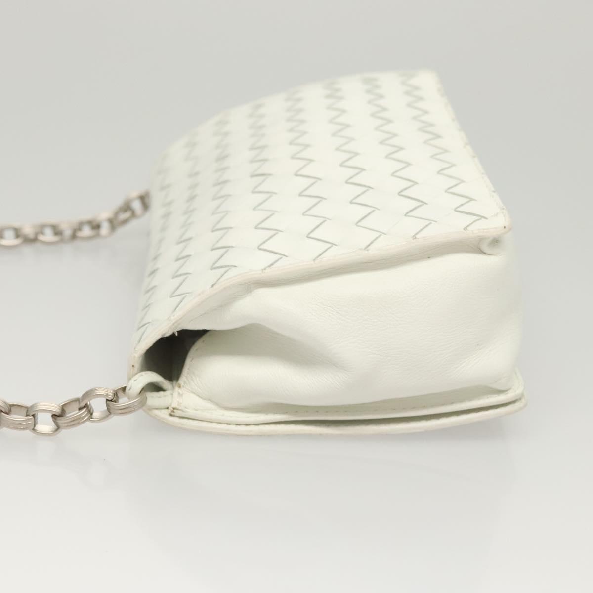BOTTEGA VENETA INTRECCIATO Chain Shoulder Bag Leather White