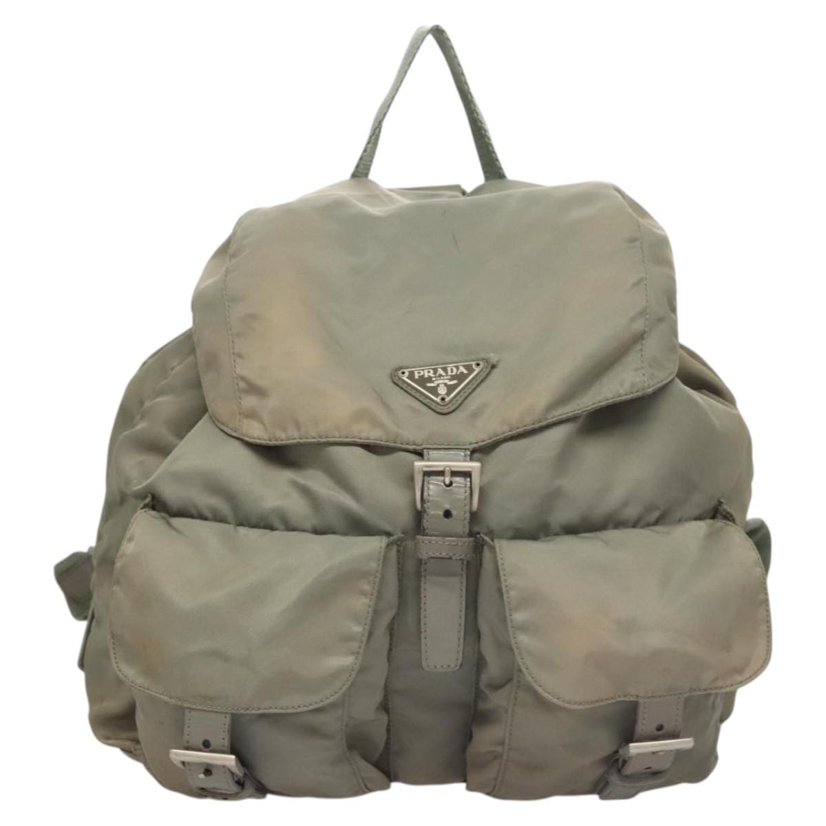 PRADA Backpack Nylon Khaki Silver Auth 151269 PRADA Backpack Nylon Light Blue Silver Auth BA5026 | eBay main image 3