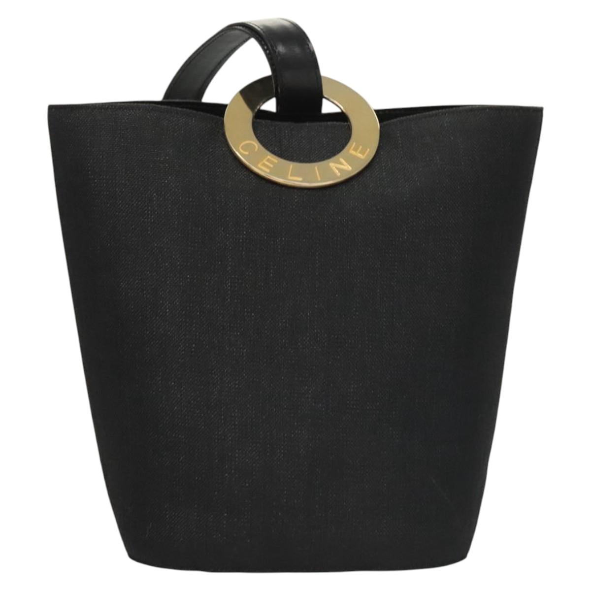 CELINE Shoulder Bag Canvas Black Gold Auth 121554 | eBay