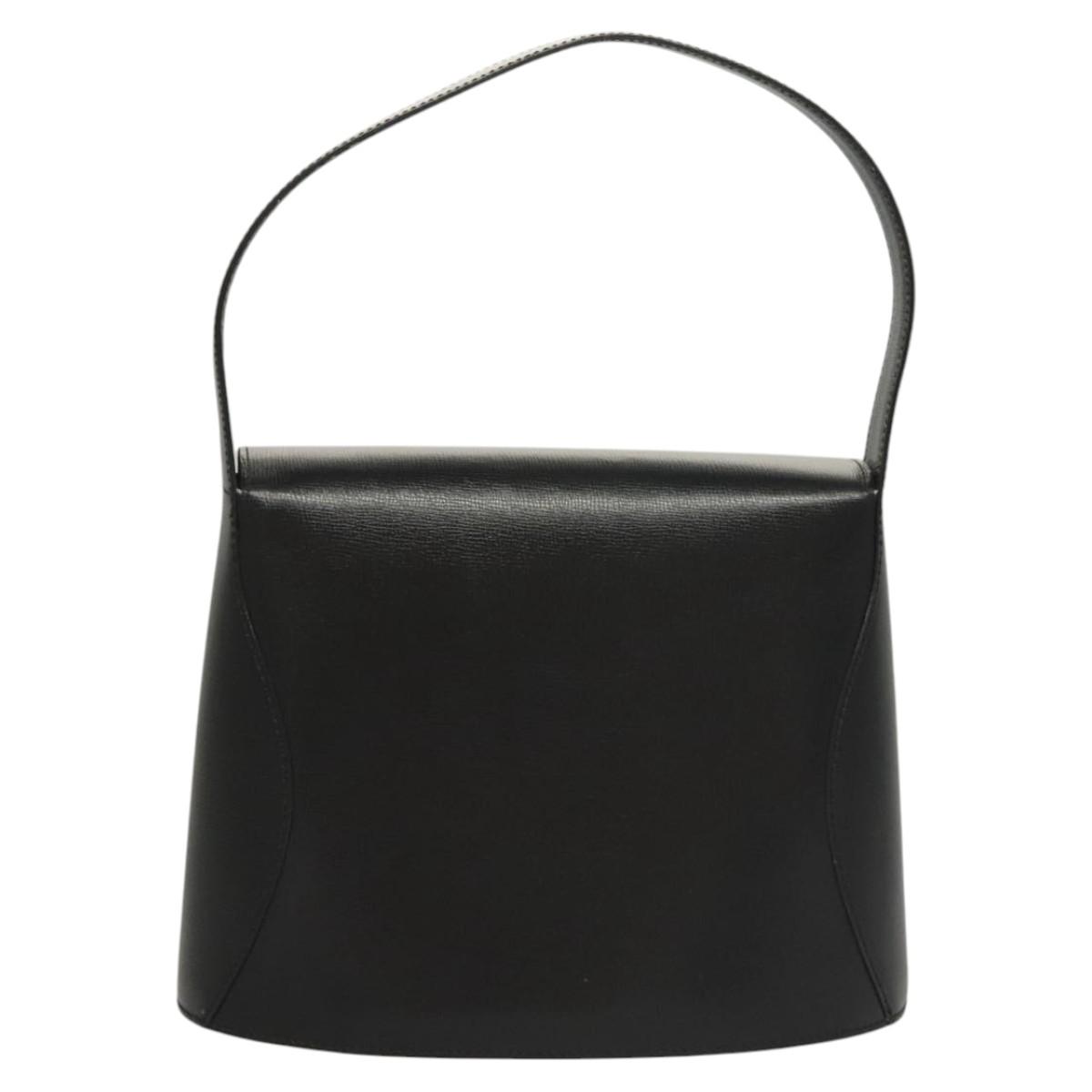 Christian Dior Shoulder Bag Leather Black Gold Auth 121658