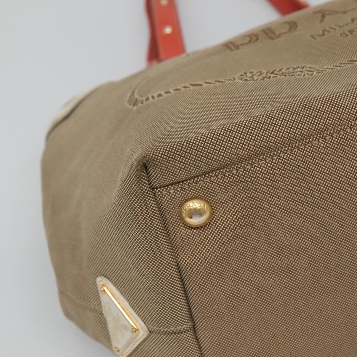 PRADA Hand Bag Canvas Beige Gold Auth 123858 | eBay