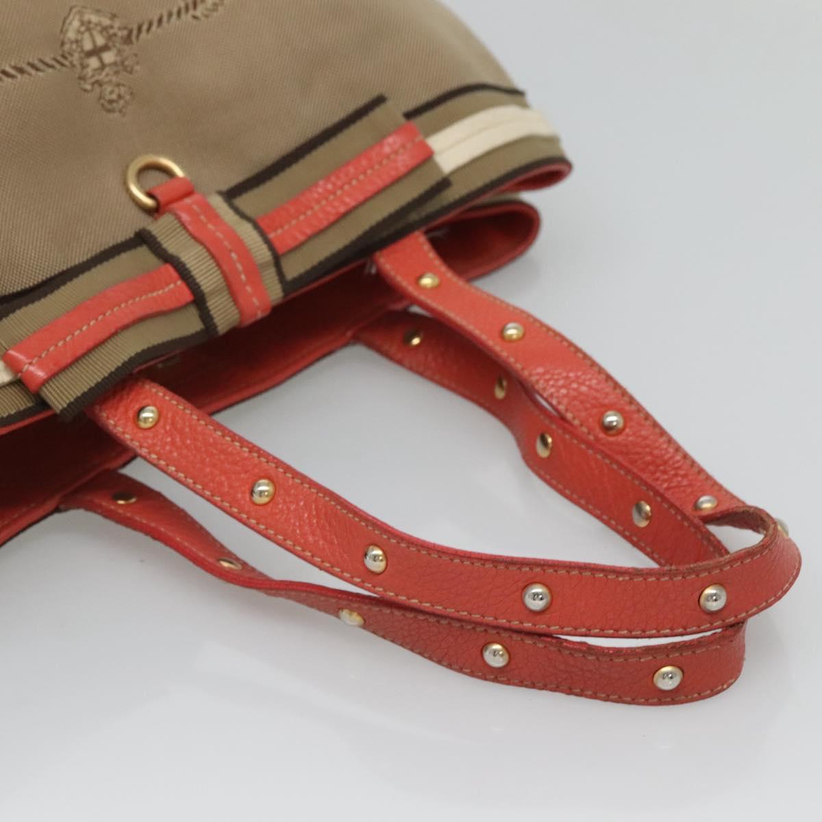 PRADA Hand Bag Canvas Beige Gold Auth 123858 | eBay