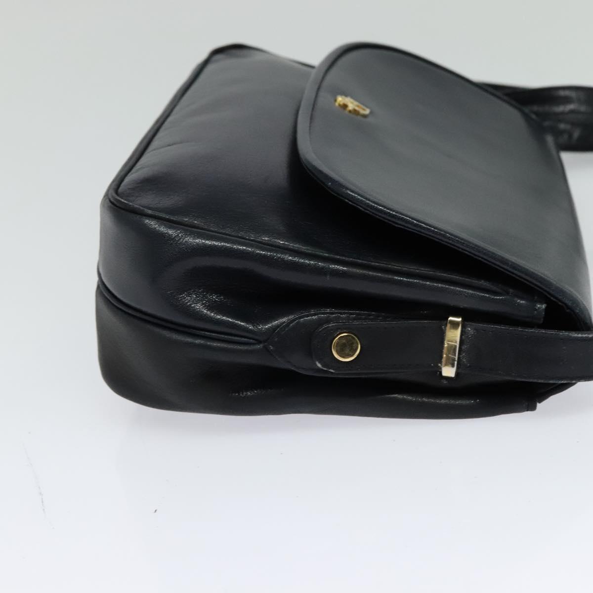 Christian Dior Shoulder Bag Leather Black Gold Auth 125097