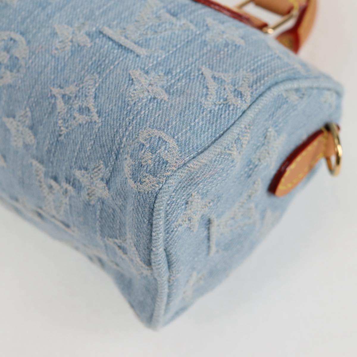LOUIS VUITTON Monogram Denim Nano Speedy Hand Bag Blue M11212 LV