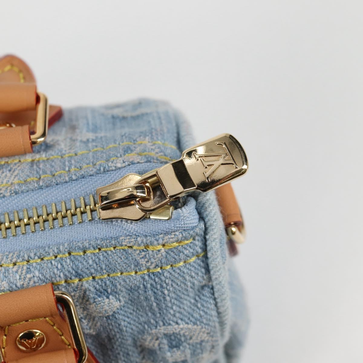 LOUIS VUITTON Monogram Denim Nano Speedy Hand Bag Blue M11212 LV