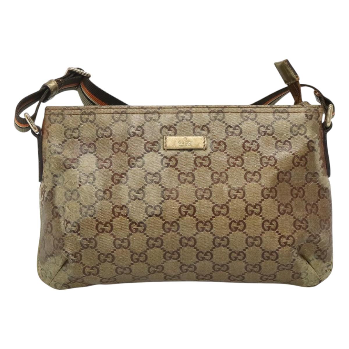 GUCCI GG Crystal Shoulder Bag Brown Gold 189749 Auth 125954 | eBay