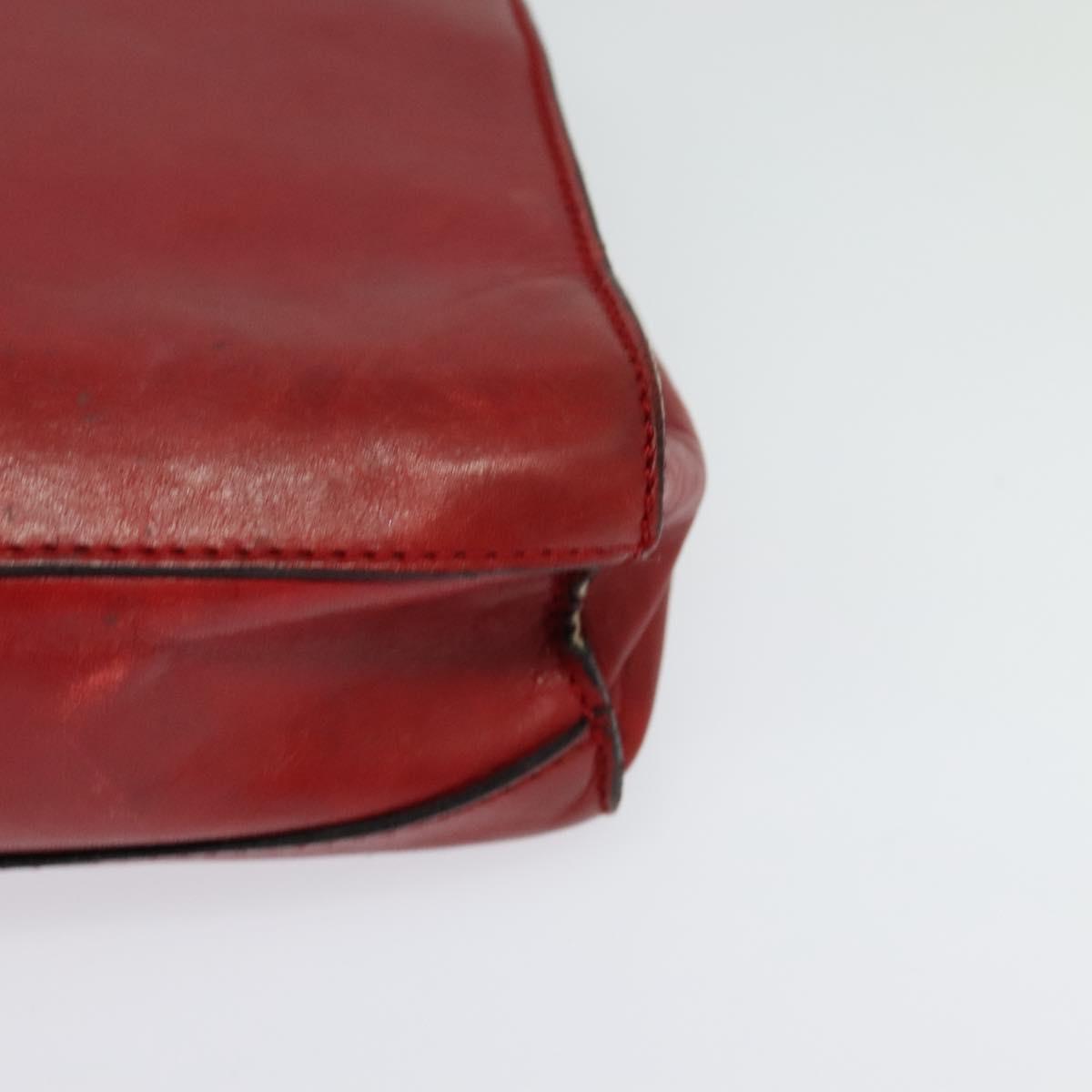 CELINE Chain Shoulder Bag Leather Red Gold Auth 127536 | eBay
