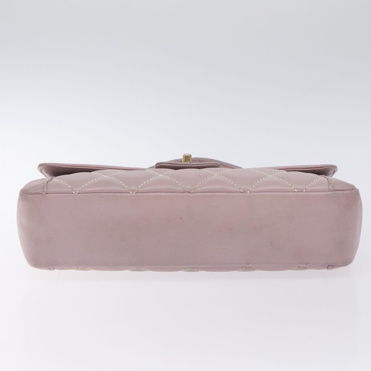 CHANEL Wild Stitch Hand Bag Leather Pink Gold CC Auth 128845
