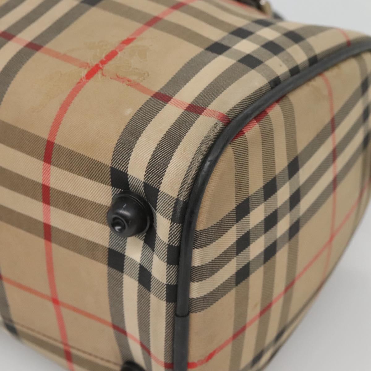 Burberrys Nova Check Boston Bag Canvas Beige Gold Auth 130974 | eBay