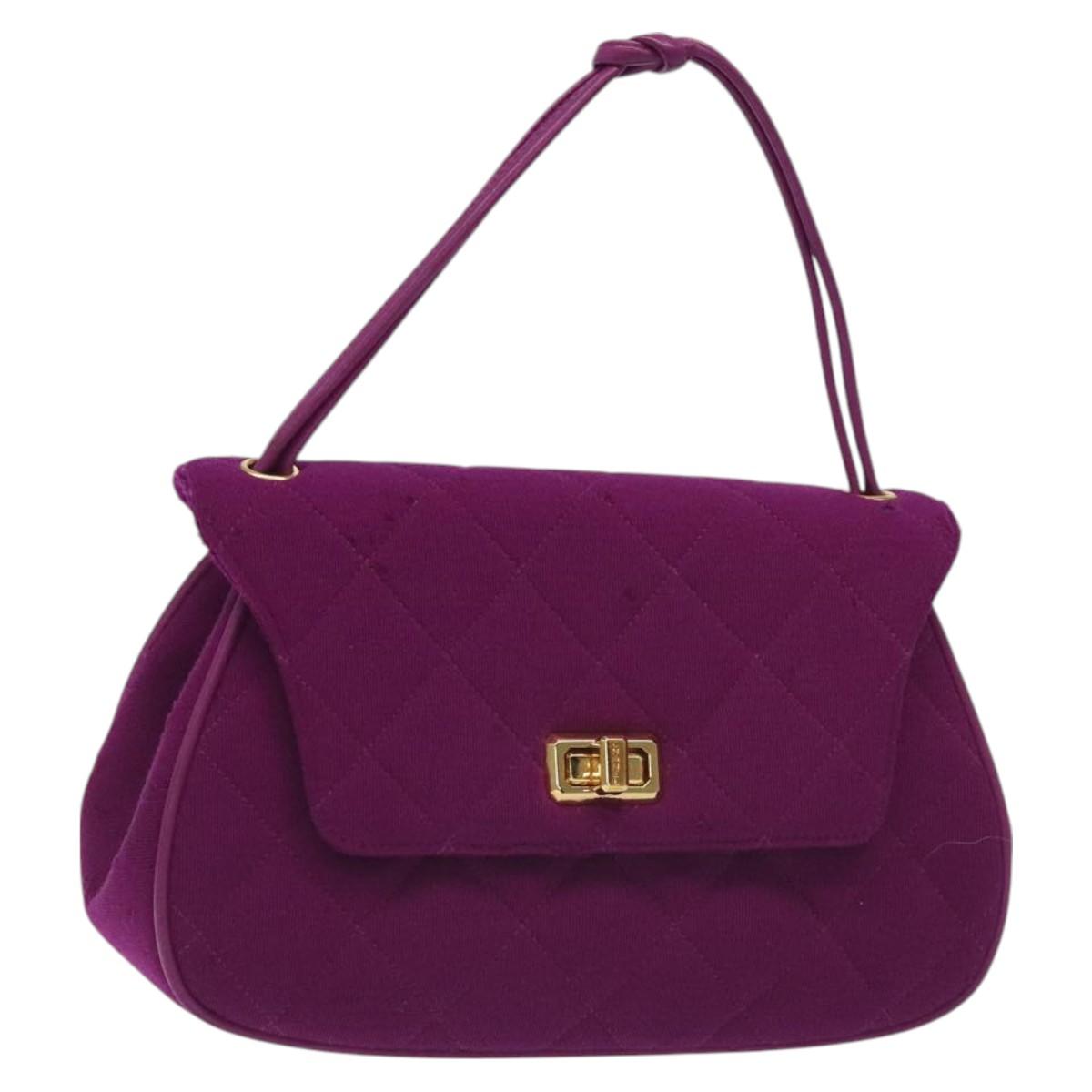 t CHANEL Matelasse Hand Bag cotton Purple Gold CC Auth 131194 | eBay