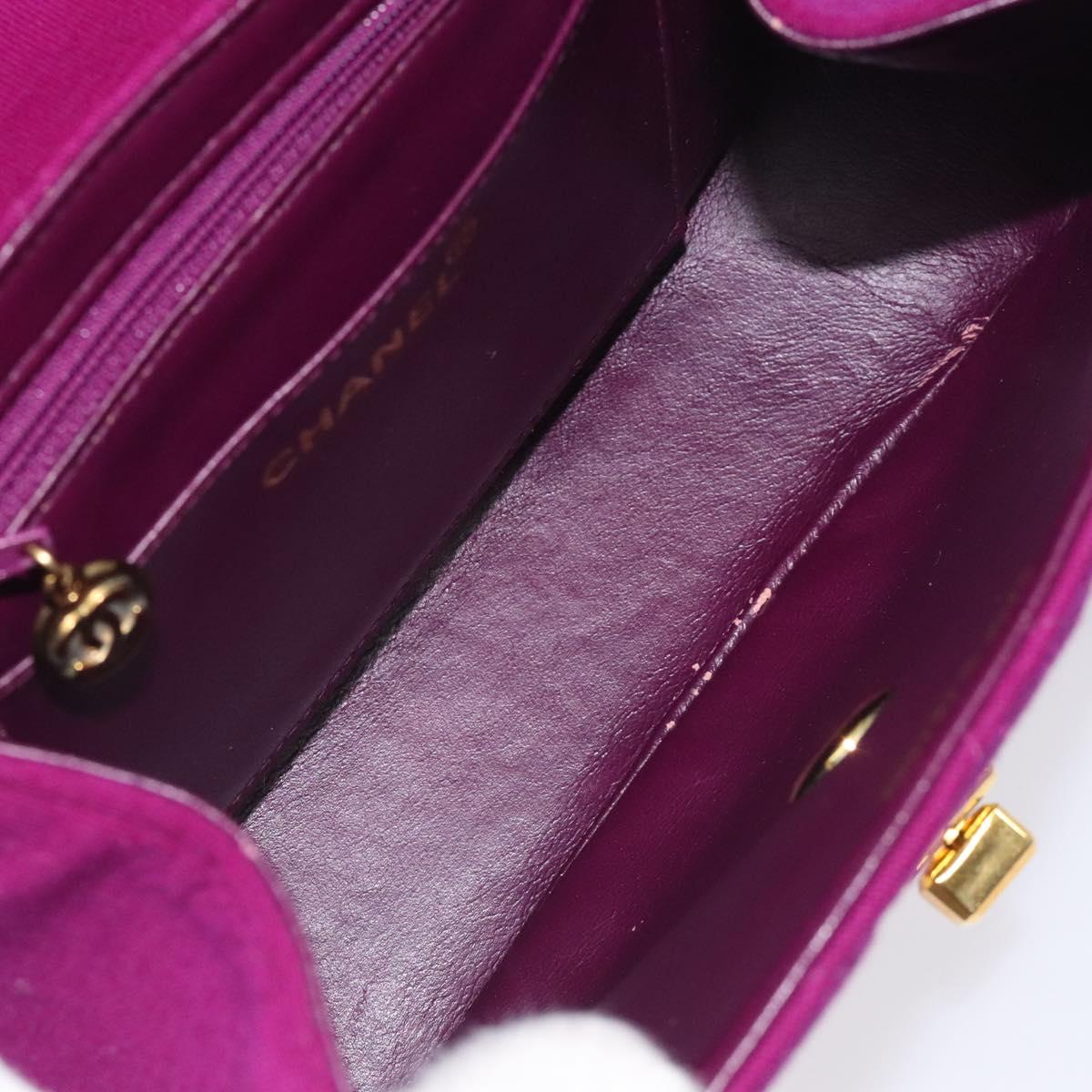 t CHANEL Matelasse Hand Bag cotton Purple Gold CC Auth 131194 | eBay