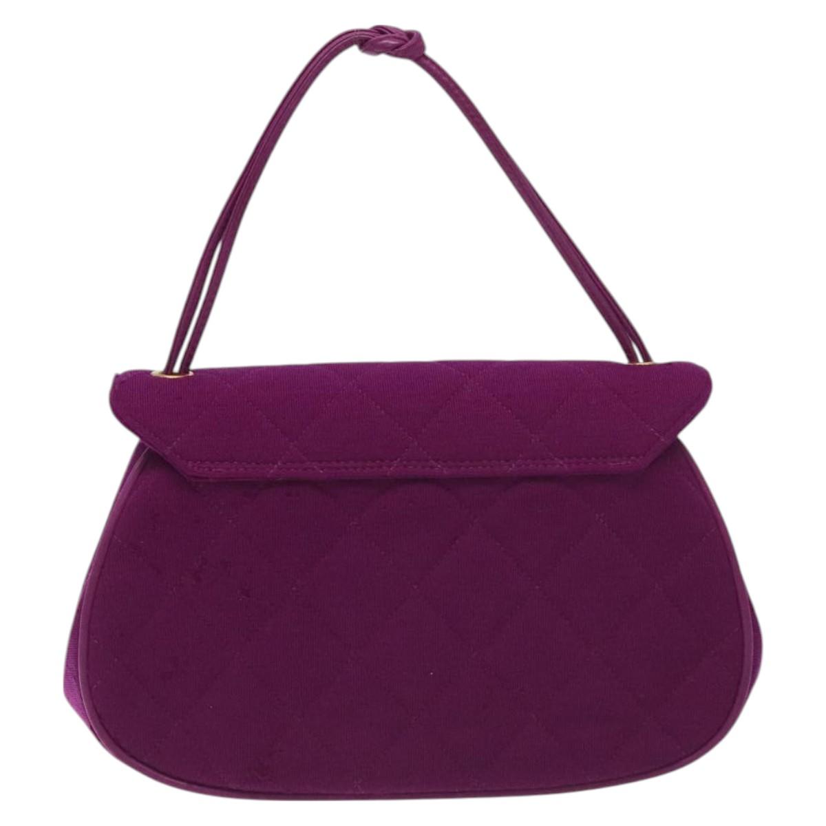 t CHANEL Matelasse Hand Bag cotton Purple Gold CC Auth 131194 | eBay
