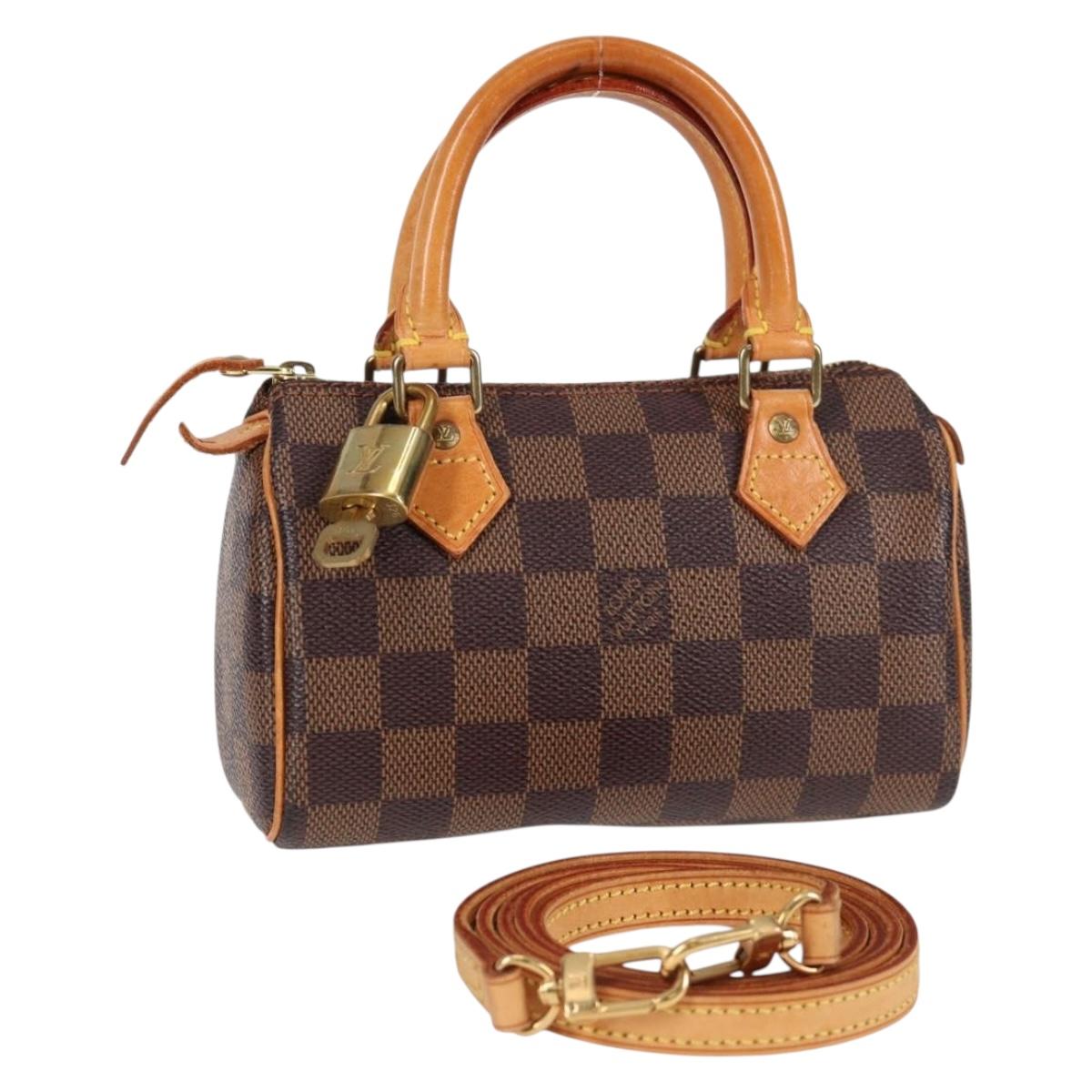 LOUIS VUITTON Damier Ebene Mini Speedy Hand Bag SPO N41536 LV Auth