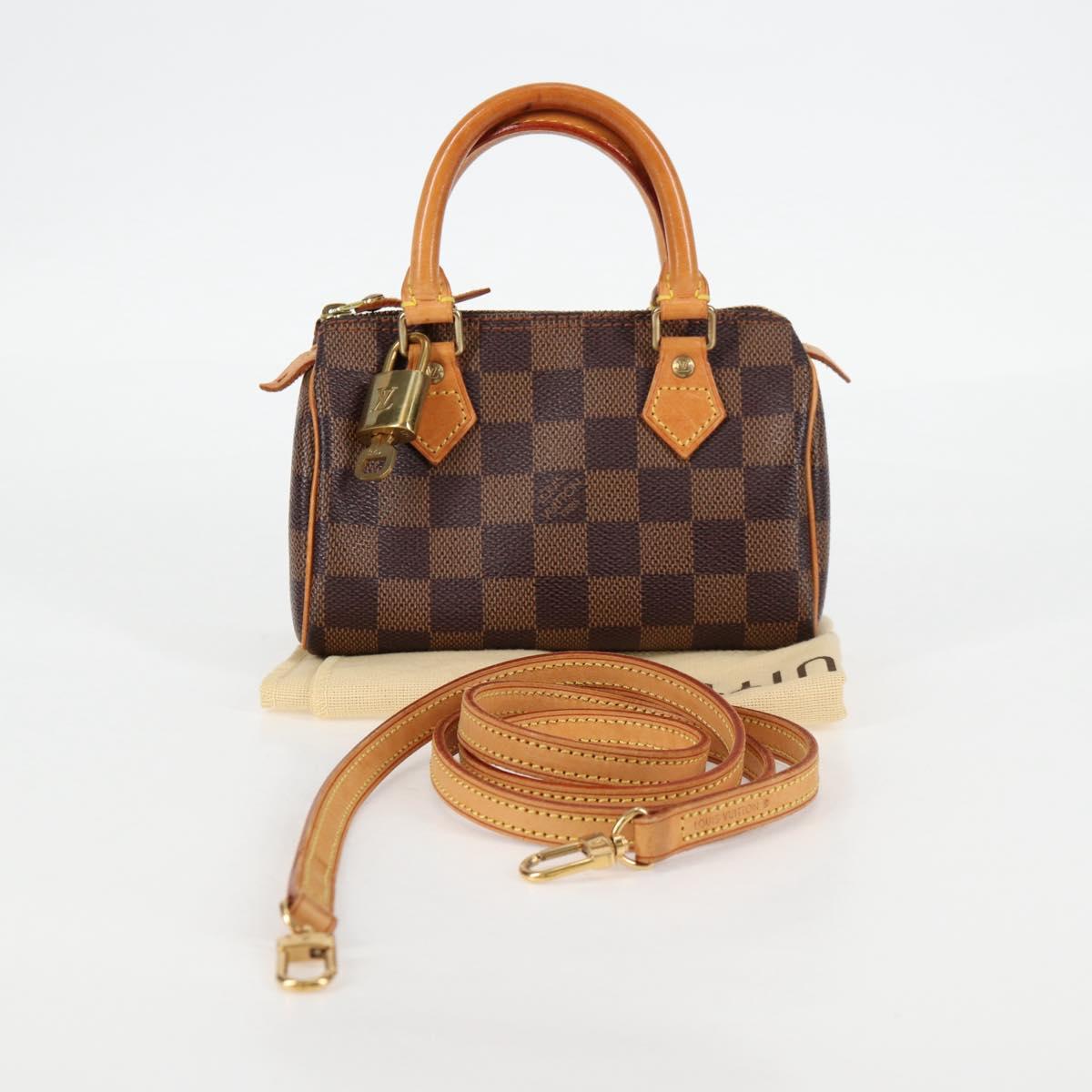 LOUIS VUITTON Damier Ebene Mini Speedy Hand Bag SPO N41536 LV Auth