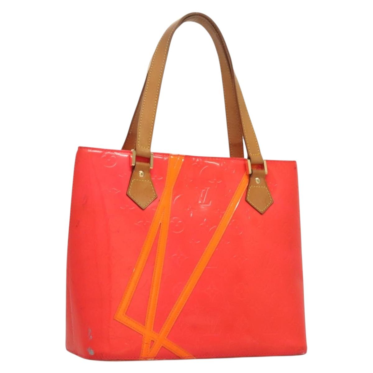 LOUIS VUITTON Monogram Vernis Fluo Houston Hand Bag Orange M91935