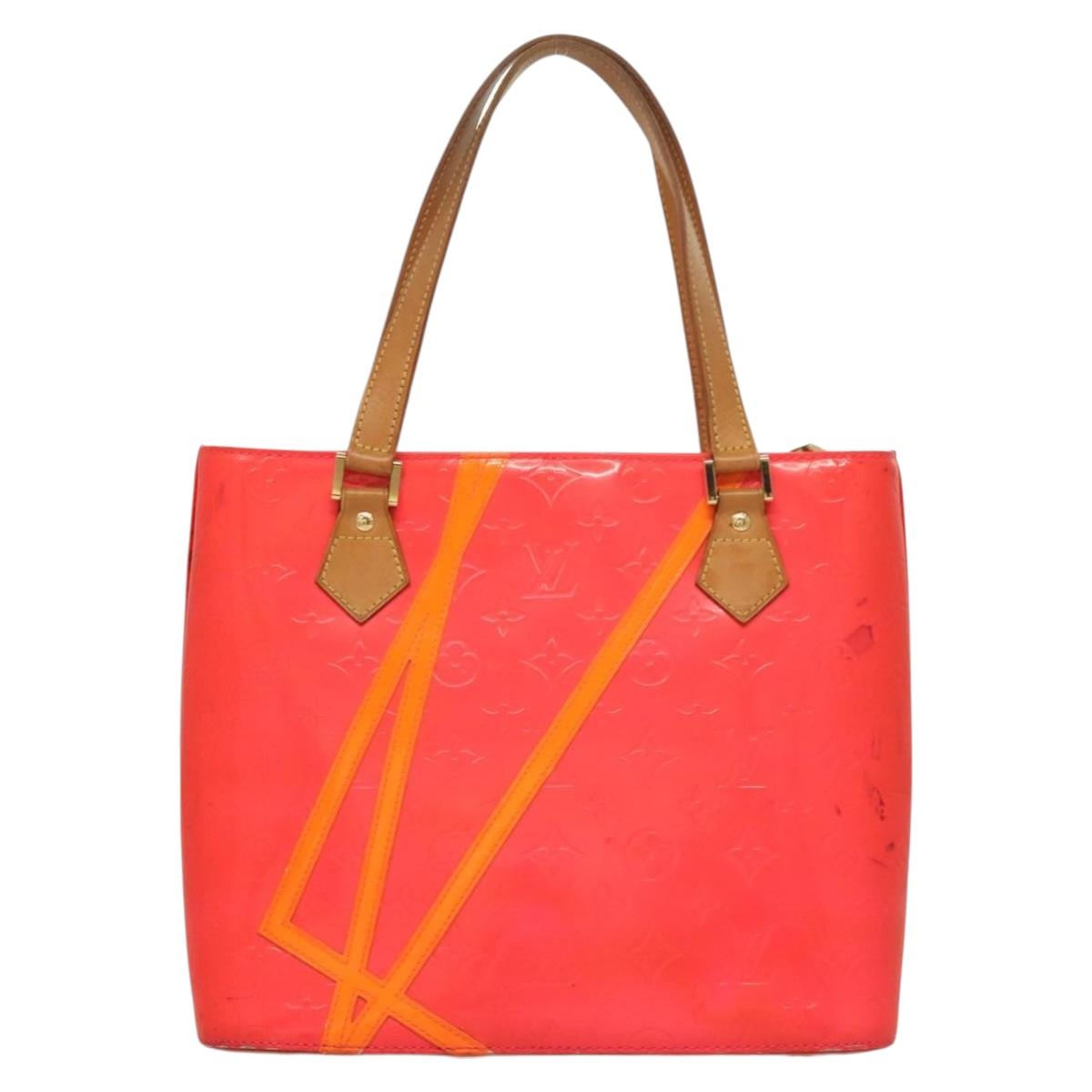 LOUIS VUITTON Monogram Vernis Fluo Houston Hand Bag Orange M91935
