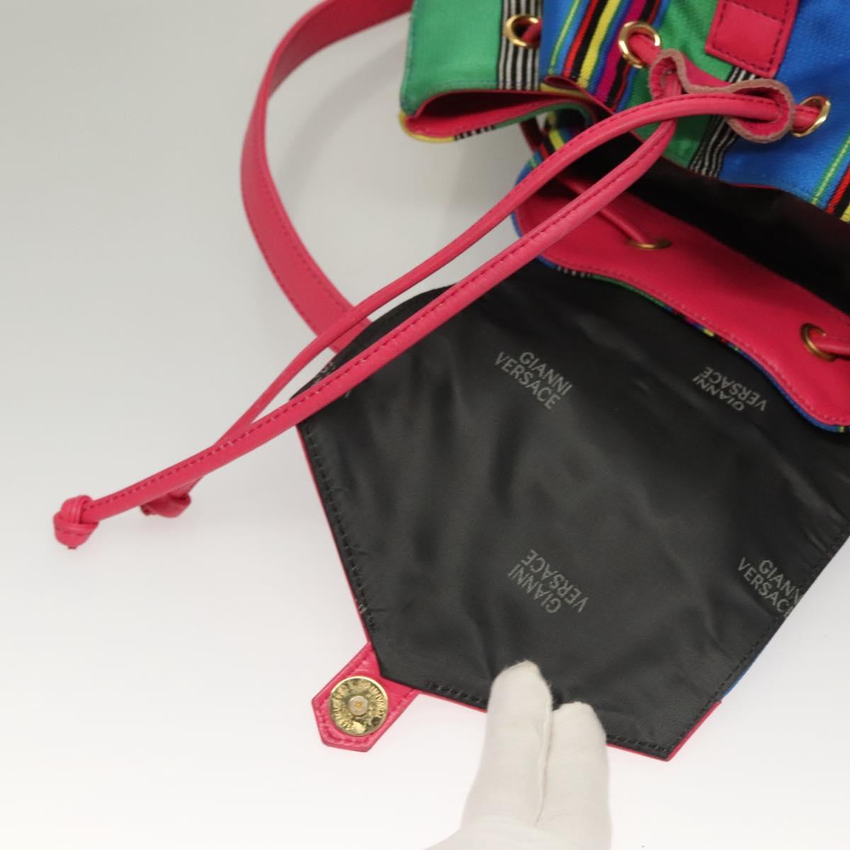 Gianni Versace Backpack Nylon Leather Multicolor Pink gold Auth 132634 Gianni Versace Backpack Nylon Leather Multicolor Pink gold  main image 4