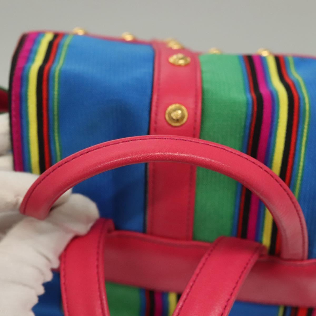 Gianni Versace Backpack Nylon Leather Multicolor Pink gold Auth 132634 Gianni Versace Backpack Nylon Leather Multicolor Pink gold  main image 4