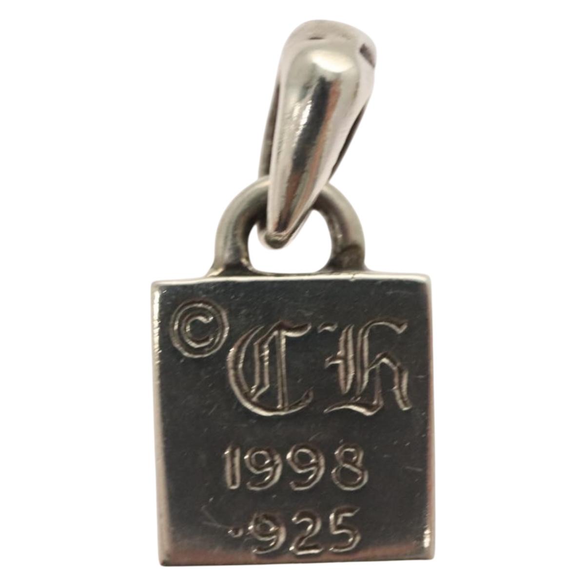 Chrome Hearts Framed CH Plus 1 Diamond Pendant Top Ag925 Silver