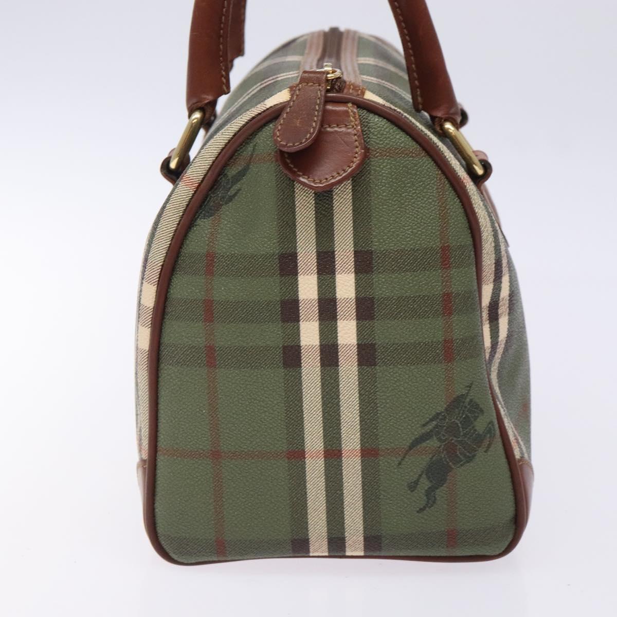 【希少】Burberrys⭐︎ヴィンテージ⭐︎ハンドバッグ⭐︎2WAYノバチェック⭐︎緑 Burberrys Nova Check Hand Bag PVC Leather Green Gold Auth 133132