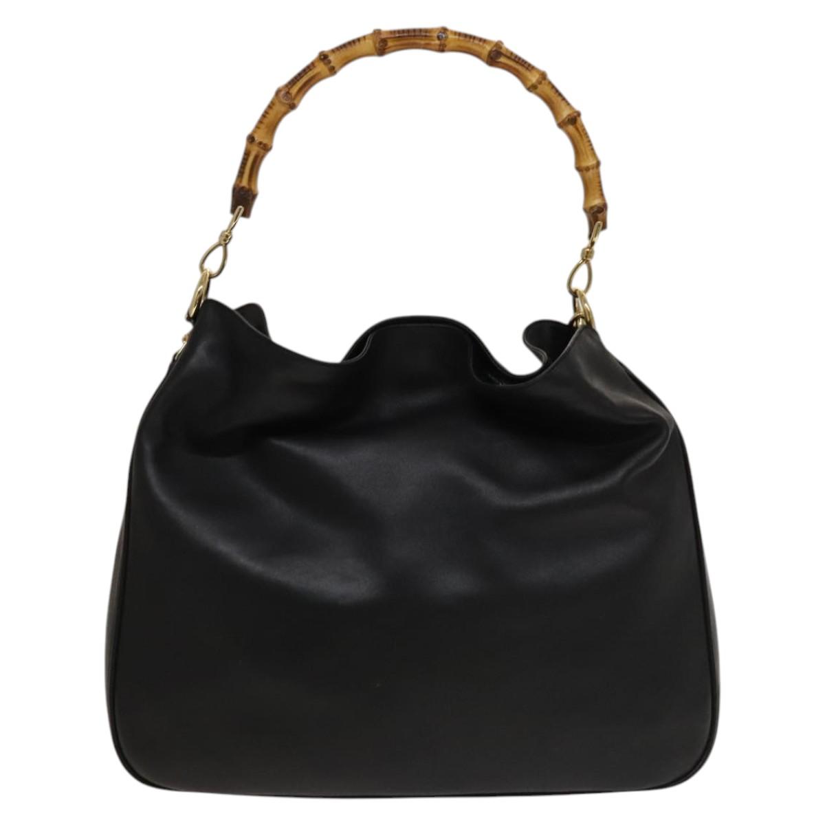GＵＣＣIケース GUCCI Bamboo Hand Bag Leather 2way Black Gold 001 1577 Auth 133277