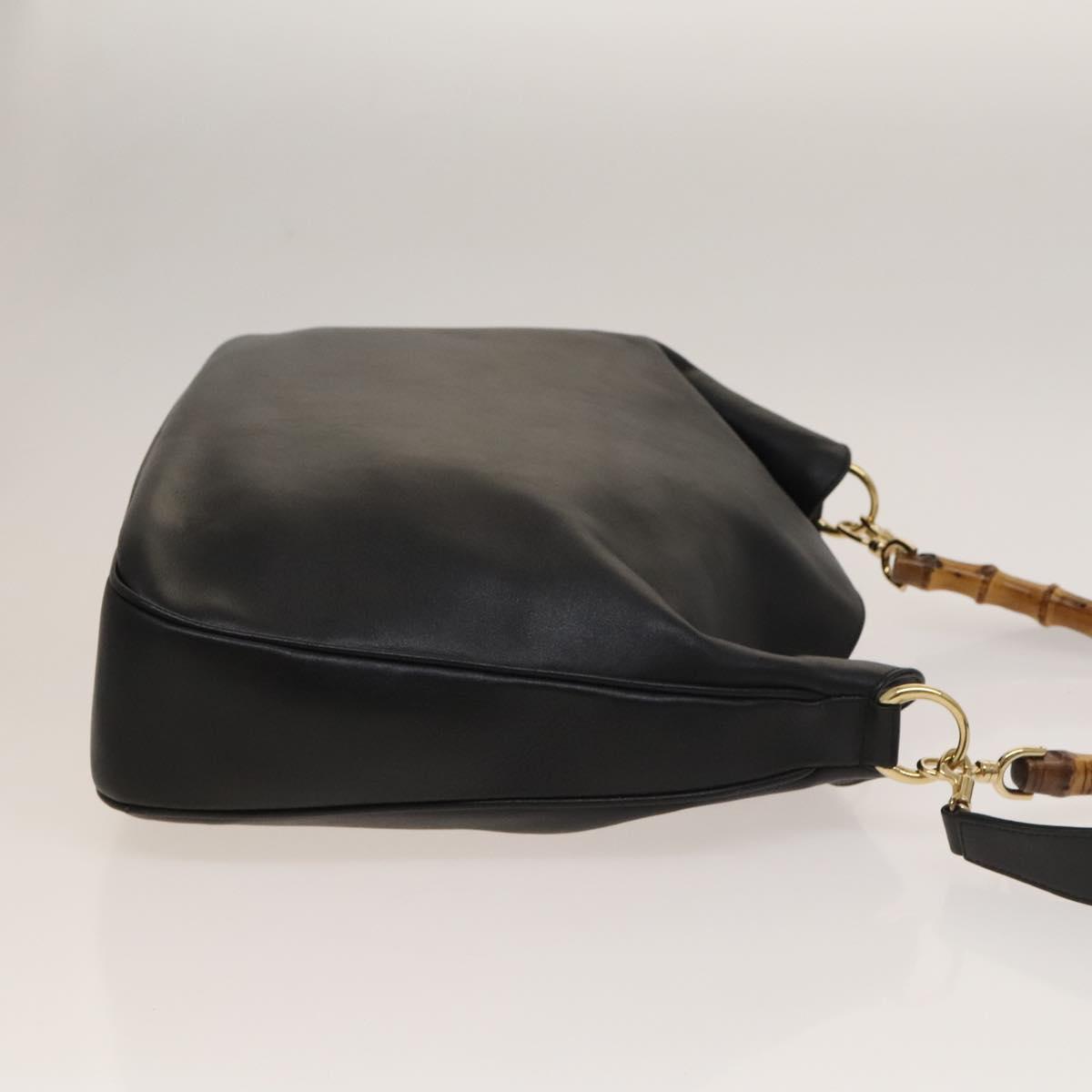GＵＣＣIケース GUCCI Bamboo Hand Bag Leather 2way Black Gold 001 1577 Auth 133277
