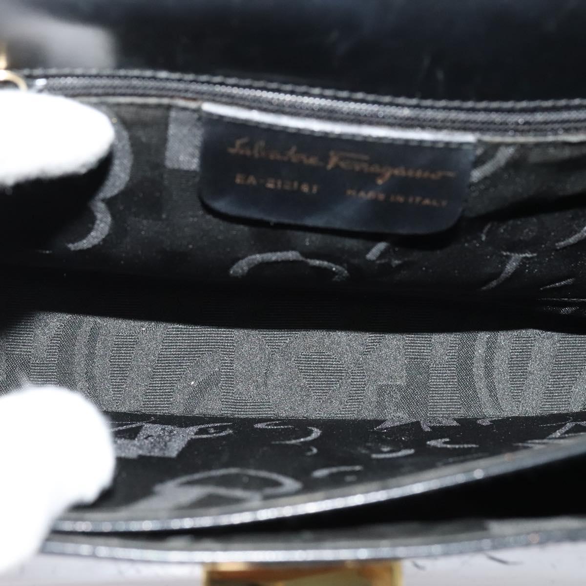 じゅん Salvatore Ferragamo Gancini Hand Bag Leather 2way Black Gold Auth