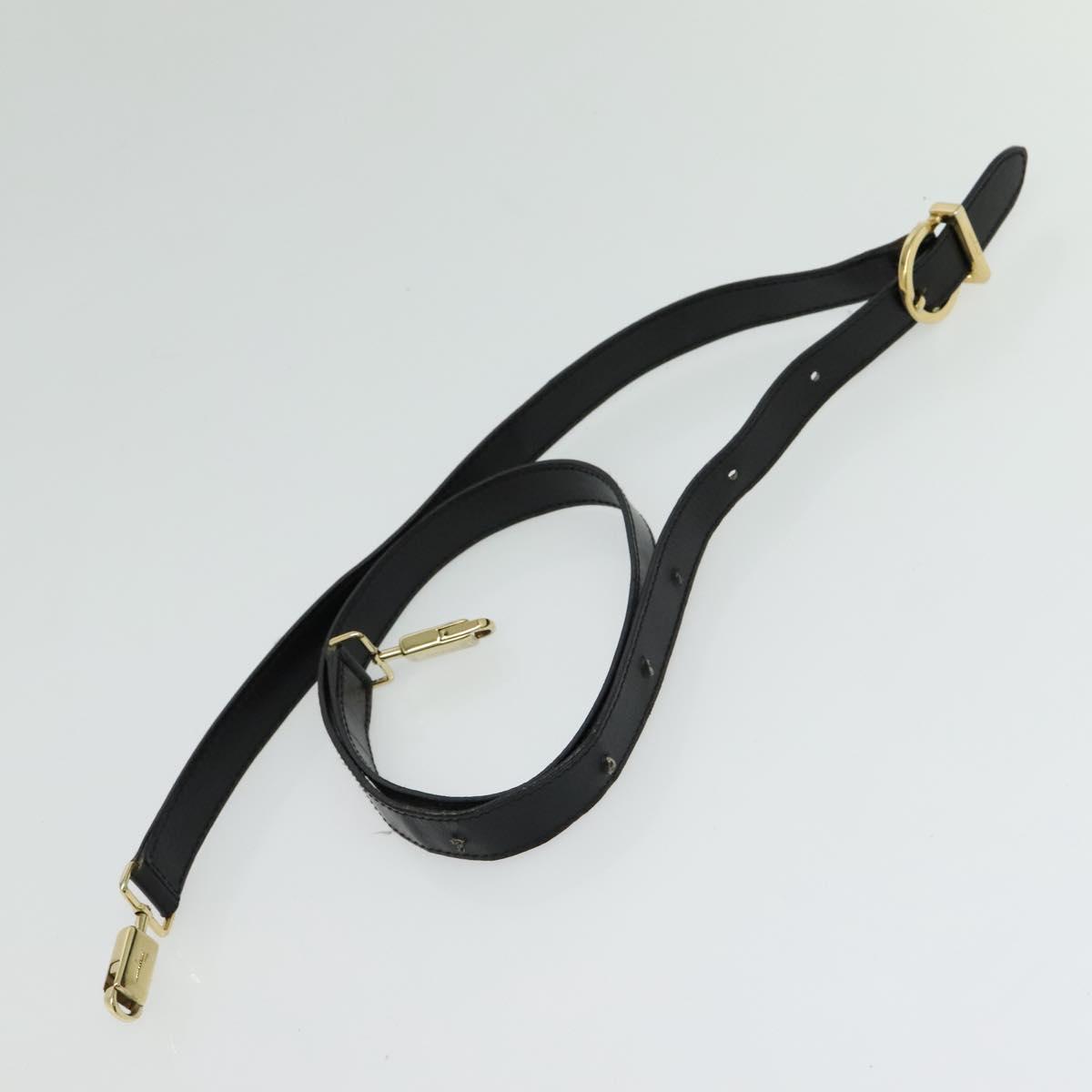 Salvatore Ferragamo Gancini Hand Bag Leather 2way Black Gold Auth