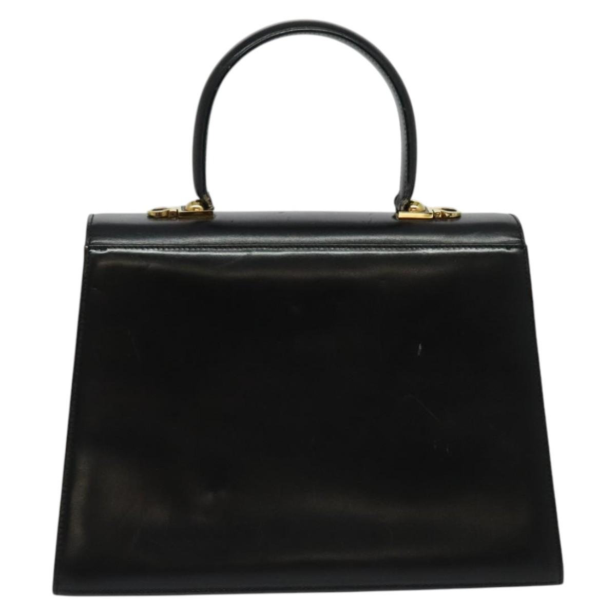 じゅん Salvatore Ferragamo Gancini Hand Bag Leather 2way Black Gold Auth