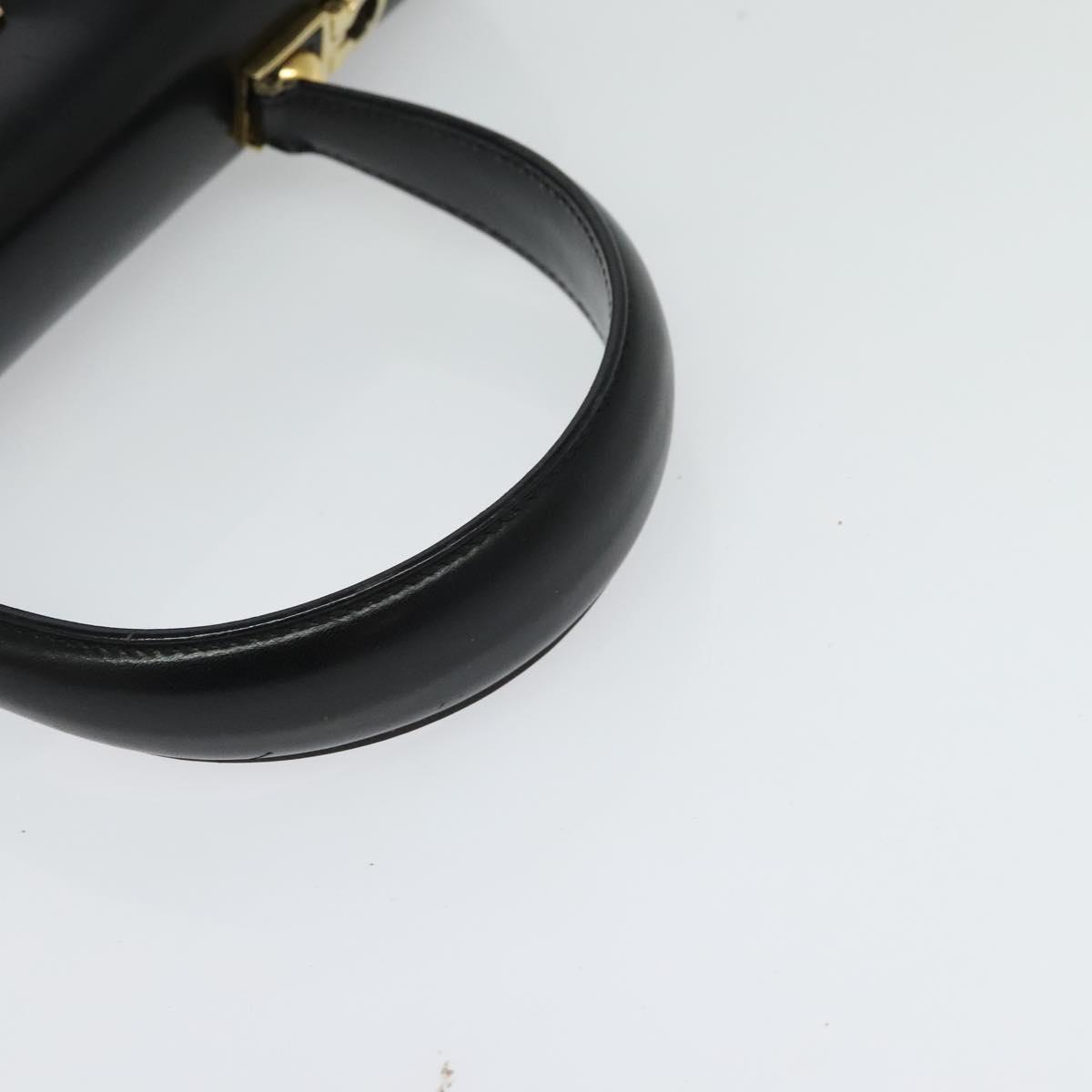 Salvatore Ferragamo Gancini Hand Bag Leather 2way Black Gold Auth