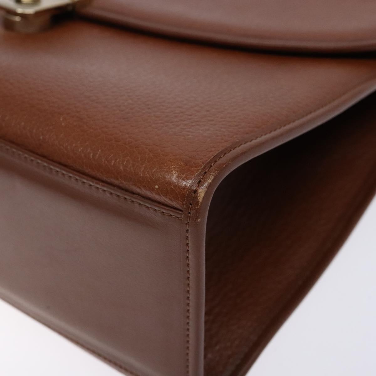 Burberrys Hand Bag Leather Brown Gold Auth 133999 | eBay